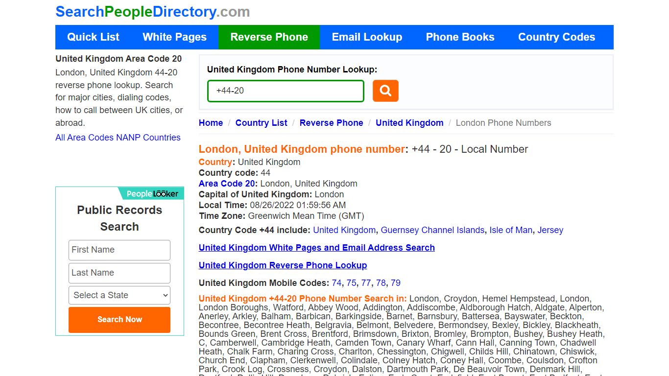 London Reverse Phone Lookup 44-20 United Kingdom Number